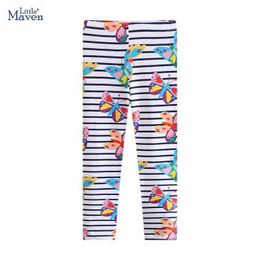 Leggings Tights Trousers Litt Maven Fashion Baby Girls ggings Butterfly Autumn Cotton Korean Childrens Clothing Casual Striped Pants WX5.29