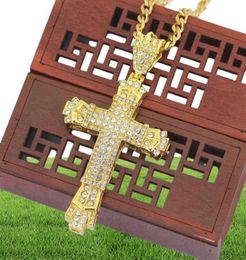 hip hop cross diamonds pendant necklaces for men Religious golden silver luxury necklace Stainless steel Cuban chain jewelry5938213