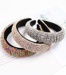 Colorful Baroque Full Crystal Headband For Women Luxury Shiny Padded Diamond Hairband Hair Accessories Drop 3637784