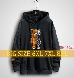 Plus Size Men039s Hoodies Printing Anime Women Harajuku streetwear oversized sweatshirt clothing style long Hooded Black Bear 87033809