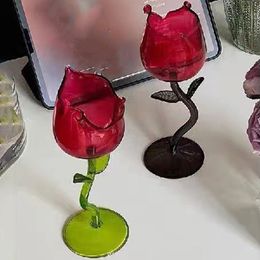 110ml Twisted Stem Rose Shape Transparent Glass Champagne Wine Cup Romantic Ice Cream Dessert Pudding Drink Whisky Goblet Bowl