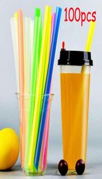 Drinking Straws 100pcs bag Clear Colourful Black Individually Wrapped Milk Tea Drinks For Pearl Bubble Holiday Jumbo Event Party3261386