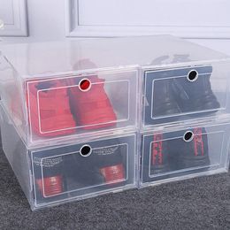 6 Pcs Stackable Clear Shoe Box Organiser Storage Containers for Closet Transparent Plastic Rack with Door SpaceSaving 240523