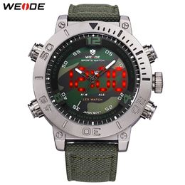 WEIDE Mens Casual Quartz Military Clock Digital numeral Display Nylon Strap Camouflage Wristwatch Relogio Masculino reloj hombre 256S