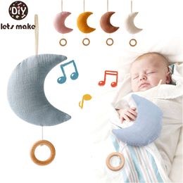 Let's Make Baby Rattle 0-12 Months Mobile Crib Bed Bell Toy Windup Movement Cotton Moon Music Box hine Nursery Decoration L2405