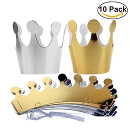 Party Hats Fashion Kids Adt Birthday Cake Cap Gold Sier Crown Prince Princess Decoration Paper Hat Po Tool 10Pcs/Pack Drop Delivery Ho Dhvfn