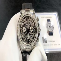 Custom Watch diameter 40mm 4130 movement pack 18k white gold rose South Africa true drill ring mouth Mosan Drill Natural rubber watch b 269n