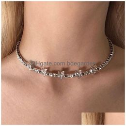 Tennis, Graduated Tennis Necklace Iced Out Chain For Women Luxury Bling Rhinestone Star Hip Hop Jewellery Sier New Fashion Girls Hiphop Dhysu