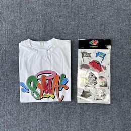 Colourful Brand Alphabet Print T Shirt Hip Hop Unisex Streetwear Tops y2k Harajuku Casual Fashion White Short Sleeve Tees COTTON 240530