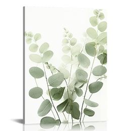 FRAMED Botanical Plant Canvas Wall Art Boho Plant Wall Decor for Bedroom Minimalist Floral Prints for Living Room Green Botanical Art Painting for Office