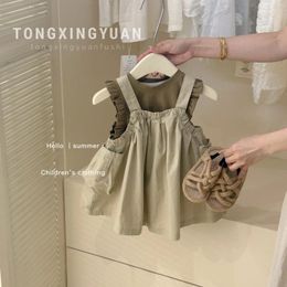 Clothing Sets Girls Workwear Style Strap Skirt Summer Korean Leisure Fashion Children Dress Set Two Piece Kids