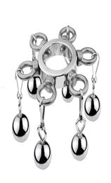 Penis Lock Cockrings Metal Scrotum Pendant Ball Stretcher Stainless Steel Weight Cock Ring BDSM Bondage Gear Restraint Sex Toy for3421242