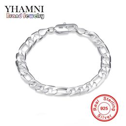 YHAMNI Original Real Solid 925 Pure Silver Men Fashion Charm Bangle Luxury Wedding Jewellery Gift H200 201y