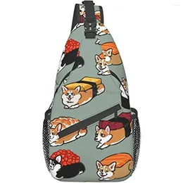 Backpack Sushi Dog Sling Bag Crossbody Hiking Travel Daypack Chest Shoulder For Women Men