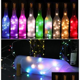 Christmas Decorations Wine Bottle Cork Lights String 2M 20 Led Battery Power For Party Wedding New Year Halloween Bar Drop Delivery Ho Dhbkf