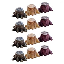 Garden Decorations 12 Pcs Plant Small Stump Stool Decor Root Decoration Resin Mushroom Outdoor Artificial Tree Figurines