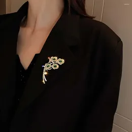Brooches Clothing Accessories Green Rhinestone Crystal Korean Style Brooch Pins Women Peacock Feather
