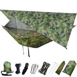 Hammocks Lightweight portable camping hanger and tent rain cape waterproof oil cloth mosquito net 210T nylon H240530 B7ZR