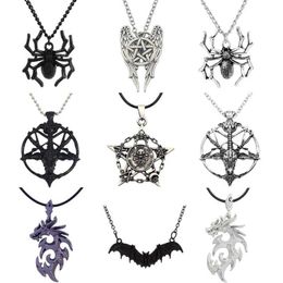 Anhänger Halsketten modische Dampfpunk -Umkehrung fünf spitze Sterngott Ziegenkopf Anhänger Halskette Satan Mysteriöses Metall DIY Halskette