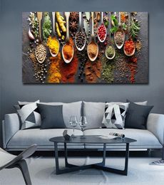 Spoon Grains Spices Posters and Prints Restaurant Posters and Prints Scandinavian Wall Art Picture fosr Kitchen Room Decor2616512