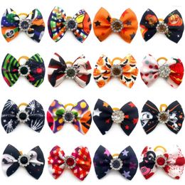 Dog Apparel 20 Pcs Halloween Theme Pet Hair Bows With Rubber Band Grooming Accessories Supplies For Small