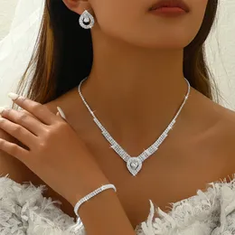 4/3Pcs Teardrop Wedding Bridal Jewelry Set for Brides Women Bridesmaid, Delicately Rhinestone Cubic Zirconia CZ Bridesmaids Backdrop Necklace Earring Sets for Prom