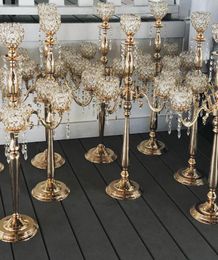 NewCrystal Candle Holder Wedding Candelabra Centerpiece Center Table Candlestick Lantern stand Party Decor SilverGold home dinner1011604