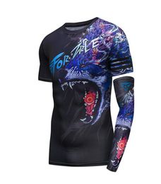 Summer Chinese Style Funny T shirt 3D Compression Clothing Shirt With Arm Sleeve Streetwear Skinny Tee Shirt Men Workout Short Sle7211102