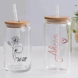 Party Favor Personalized Jar Cup With Name Gift For Her Bridesmaids Favors Custom Bachelorette Gifts Birth Flower Design Tumbler