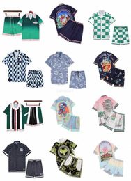 Men's T-shirts Casablanc-s 24ss Men t Shirt Set Masao San Print Mens Casual Shirt and Short Womens Loose Silk Shirt High Quality Tees Summer Tour Men Tshirt 02xr#yf7b