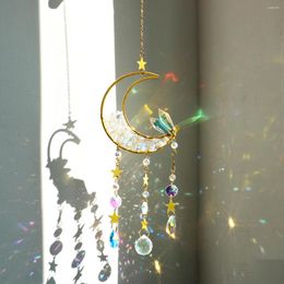 Decorative Figurines Suncatcher Moon Crystal Dream Catcher Wind Chimes Prism Gold Sun Catchers Indoor Window Rainbow Garden Home Decor