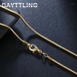 Chains BAYTTLING 925 Sterling Silver 16 18 20 22 24 26 28 30 Inch 2MM Golden Snake Chain Necklace For Woman Man Wedding Gift Jewelry 297M