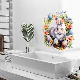 Easter Rabbit Wall Stickers Cute Easter Bunny Decal For Toilet And Wall Self Adhesive Decorative Easter Egg Label Stickers Party
