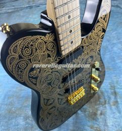 In Stock Artist Series James Burton Signature Gold Paisley Electric Guitar Maple Neck & Fingerboard Dot Inlay SSS Pickups Gold Hardware