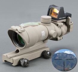 Trijicon ACOG 4X32 Tan Tactical Real Fiber Optic Green Illuminated Black Red Dot Sight Hunting Riflescope8070156