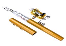 Mini Aluminium Alloy Brass Portable Alloy Pocket Pen Shape Fishing Rods Reel Poles 1 Fishing Rod And ReelNew4362979
