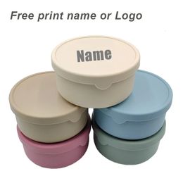 Personalised Name Silicone Food Storage Box Round Lunch Bento Box Portable Leak Proof Picnic Food Box Seal Fruit Salad Container 240530