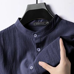 Men's Casual Shirts Linen Cotton For Men Lightweight Long Sleeve Henley Beach Breathable Shirt Hawaiian Large T