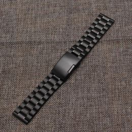 Watch Bands Watchband Black 18MM 20MM 22MM 24MM Stainless Steel Metal Strap Bracelet One Side Button Straight End Wrist Band On Sale 238G