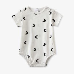 Rompers Newborn Infant Baby Boys Romper Clothes Cotton Cute Cartoon Print Short Sleeve Jumpsuit Toddler Outfits Summer H240530 R3UX