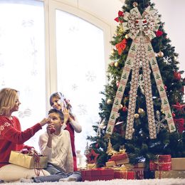 137x32cm Christmas Tree Top Big Bow Decorations Ornaments for 2024 New Year Christmas Decorations for Home Party Xmas Decor