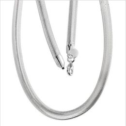 Mode plattierte Sterling -Silberketten Halskette 20 Zoll 10 mm flache Schlange Halskette DHSN209 Heißer Verkauf 925 Silberplattenketten Schmuck 2806