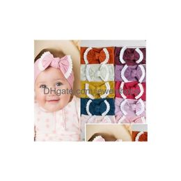 Headbands 30Pcs/Lot New Solid Nylon Headband Bow For Cute Kids Girls Hair Pom Children Soft Cotton Drop Delivery Jewelry Hairjewelry Dhgge