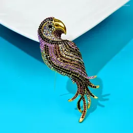 Brooches Very Big Rhinestone Parrot For Women Bird Pin Vintage Coat Accessories High Quality Arrival