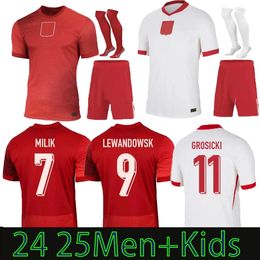 POLAND 2024 Soccer Jerseys LEWANDOWSKI Home Away 24 25 Polska National Team MILIK PISZCZEK PIATEK GROSICKI KRYCHOWIAK ZIELINSKI Football Shirt Kit Men