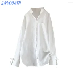 Women's Polos JAYCOSIN Spring Clothes Women Summer Button Long Sleeve Shirt Fashion V-Neck Tops Et Chemisier Femme 2024