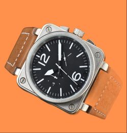Mechanical Sports BR Men039s Watch ROSS Watch Waterproof World Time All hands can be operated Personalized square metal dial Fu2084463