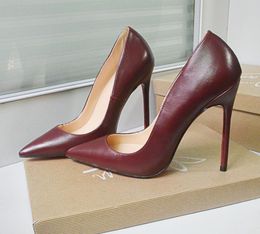 Casual Designer Sexy Lady Fashion Women Shoes Burgundy Leather Pointy Toe Stiletto Stripper High Heels Zapatos Mujer Prom Evening 2377052