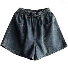 Women's Jeans Oversized Denim Shorts Pant High Waisted Short Feminina Ladies Retro Color Loose Pocket Wide Leg Women Pants Q381