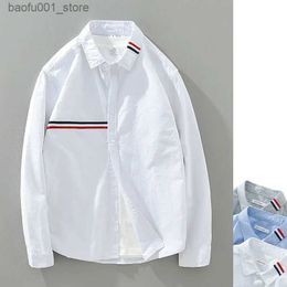 Men's Polos 100% pure cotton Oxford couple striped shirt - womens casual fashion shirt slim fit long sleeves - mens and womens brands Q240530